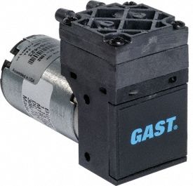 Compressor/Vacuum Pump: 1/64 hp, 12V, 22 in Hg Max Vacuum, 20 psi Max Continuous Pressure