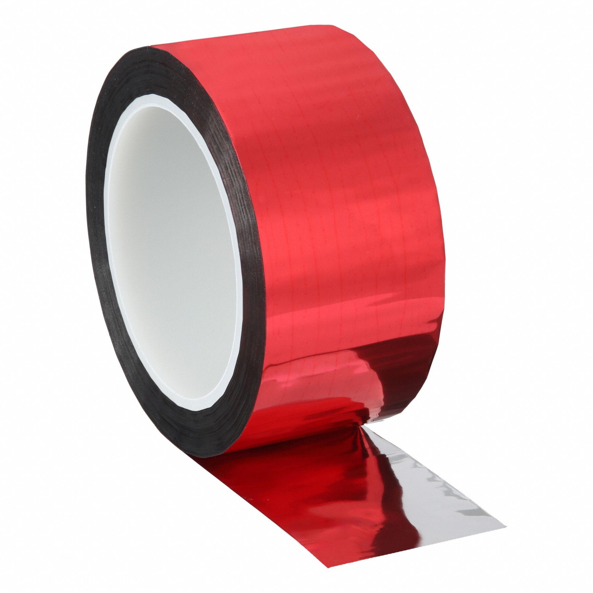 Splicing Tape: Single-Sided, 2 in Wd, 72 yd Lg, 2 mil Thick, Red, Acrylic, Polyester Film