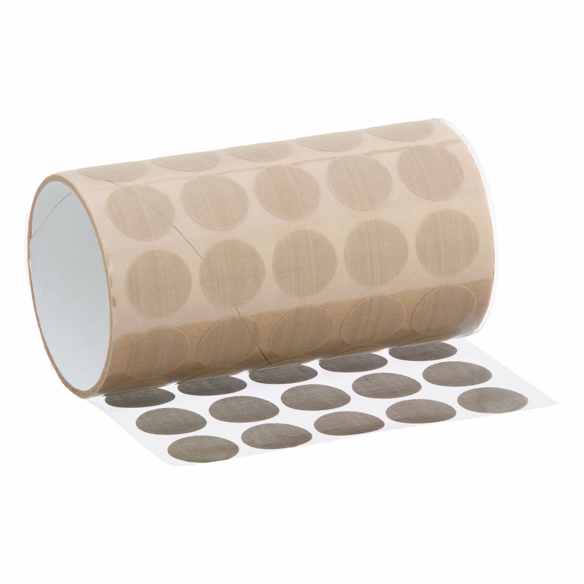 Cloth Tape: Disc, 1 in Dia, 4.7 mil Thick, Silicone, Polyethylene Coated Cloth, Brown