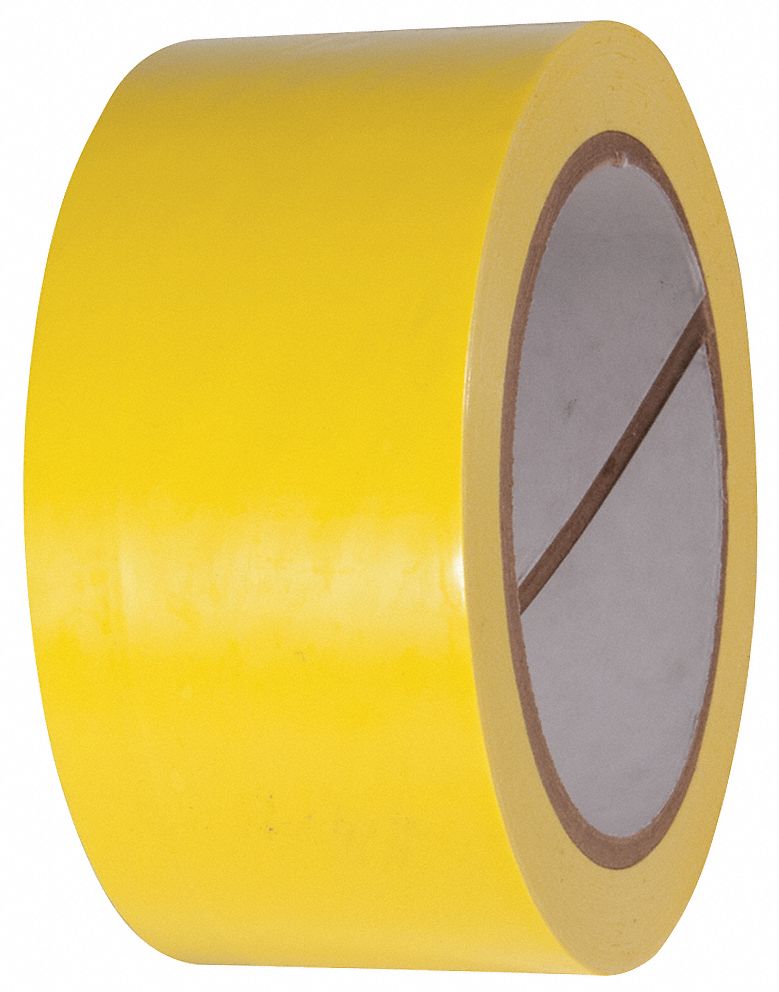FLOOR MARKING TAPE, GENERAL PURPOSE, SOLID, YELLOW, 2 IN X 216 FT, 2.4 MIL THICKNESS