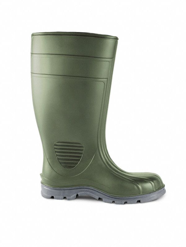 TALON TRAX Rubber Boot, Men's, 8, Knee, Steel Toe Type, PVC, Green, 1 ...