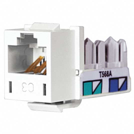 Modular Jack, White, Plastic, Series: Standard, Cable Type: Category 3 ...