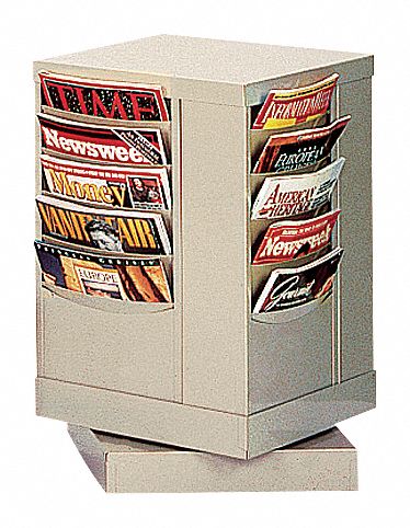 DURHAM ROTATING LITERATURE RACK, 20 COMPARTMENTS, SWIVEL, TAN, STEEL ...