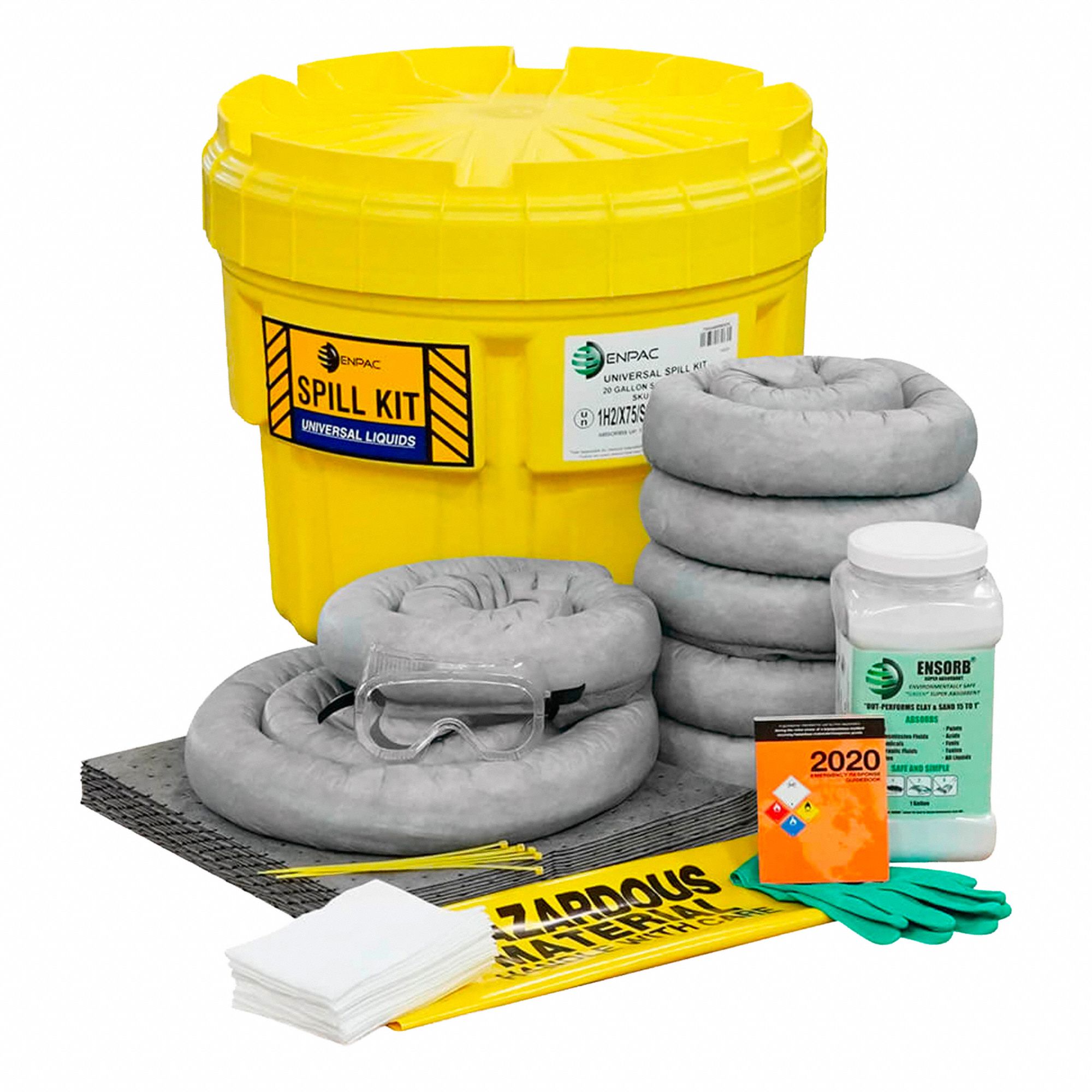 TROUSSE POUR DÉVERSEMENT, 11 GALLONS ABSORBÉS PAR KIT, CAPACITÉ DE 31 GAL, JAUNE