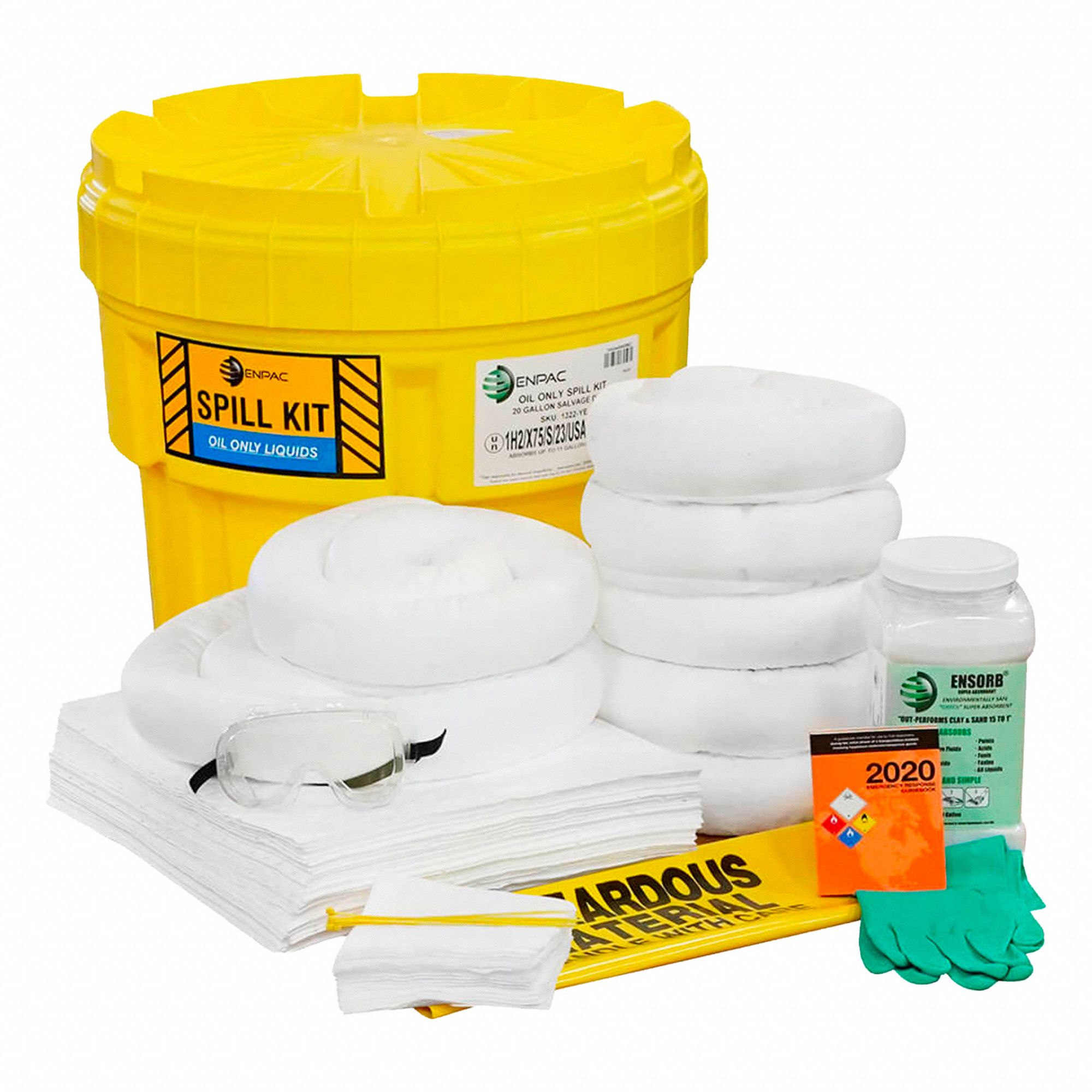 TROUSSE POUR DÉVERSEMENT, 11 GALLONS ABSORBÉS PAR KIT, CAPACITÉ DE 31 GAL, JAUNE