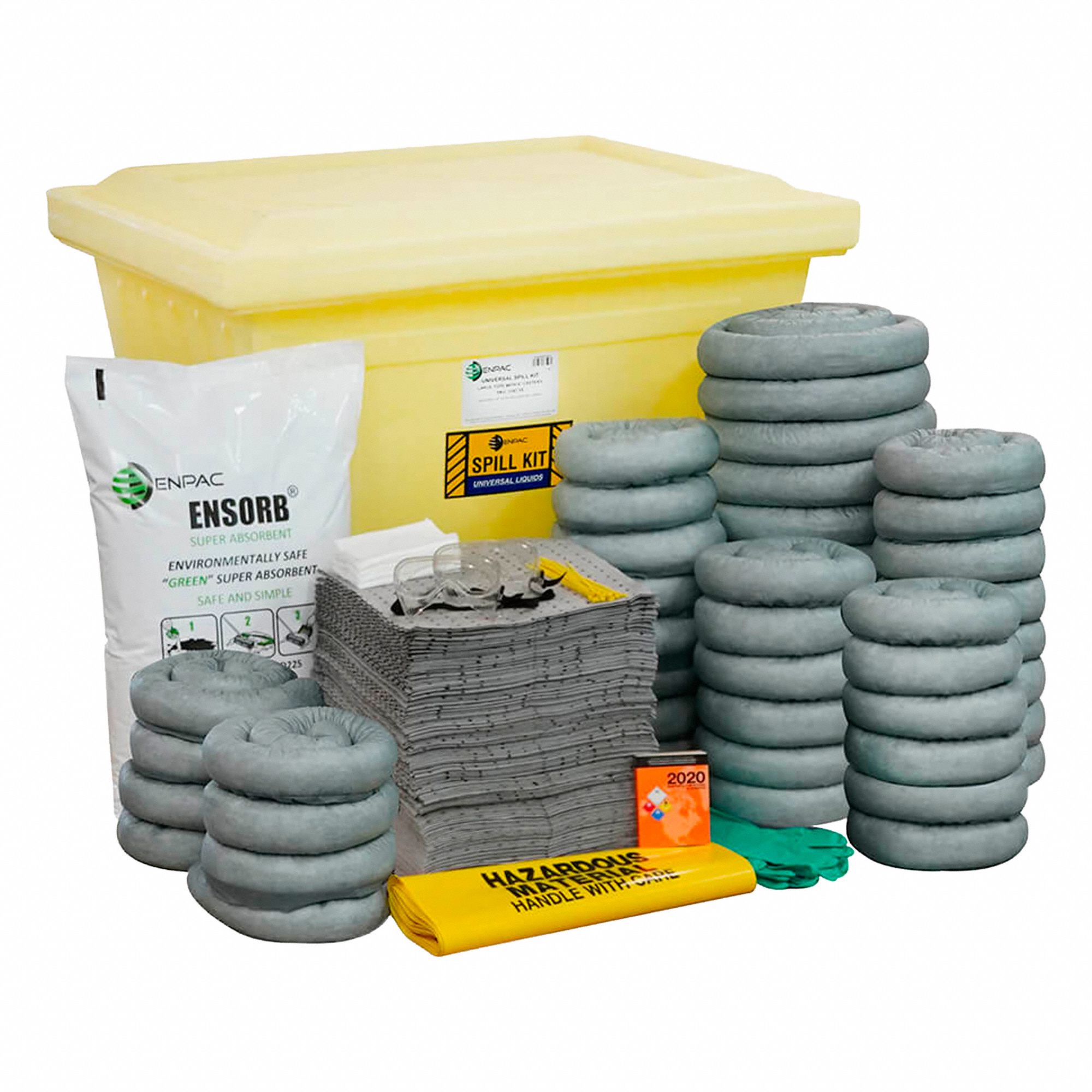 TROUSSE POUR DÉVERSEMENT, 95 GALLONS ABSORBÉS PAR KIT, CAPACITÉ DE 95 GAL, JAUNE