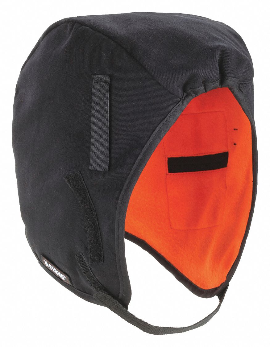 DOUBLURE CASQUE SÉCURITÉ, COTON, 2 COUCHES, NOIR, RÉGULIÈRE, VELCRO