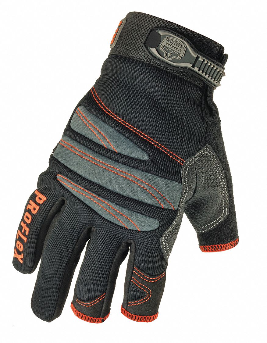 PROFLEX 720 HEAVY-DUTY FRAMING GLOVES, L, 9, GRY, STRETCH CUFF, PADDED FINGER/KNUCKLE