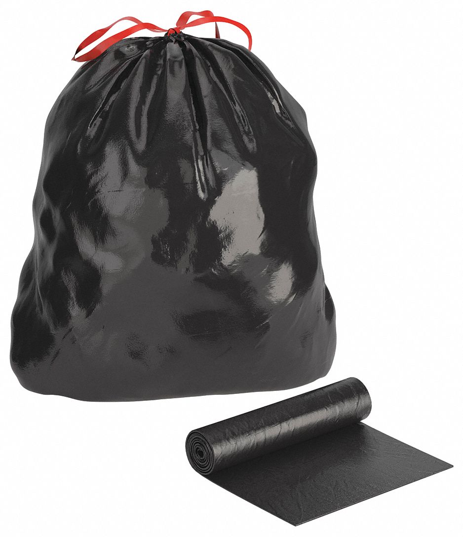 TOUGH GUY Trash Bags: 32 gal Capacity, 33 in Wd, 38 in Ht, 1.4 mil Thick,  Black, 150 PK