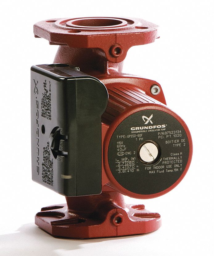 GRUNDFOS 1/6 HP Cast Iron Wet Rotor, Maintenance Free Hot Water