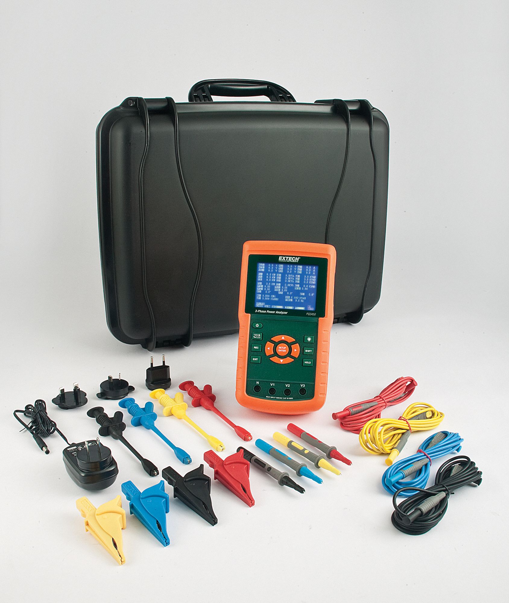 EXTECH Power Analyzer/Datalogger: -180 to +180 Phase, CAT III 600V, 9. ...