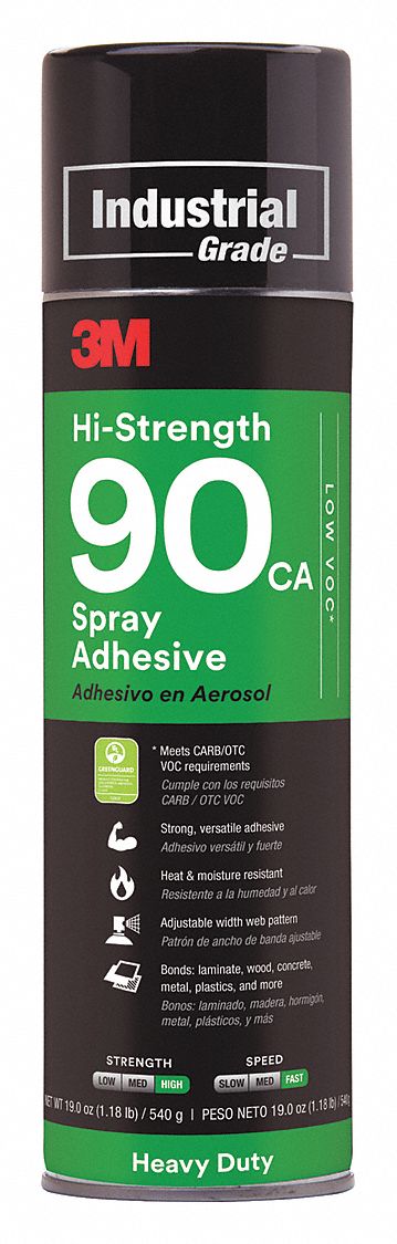 3M Spray Adhesive, Hi-Strength 90CA Series, Clear, 19 oz, Aerosol Can 90CA