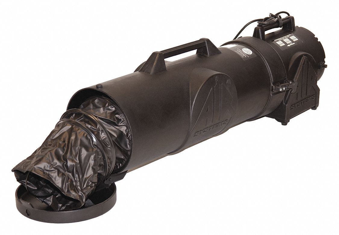 CONFINED SPACE FAN, 115 V AC, 8 IN DUCT DIAMETER, 1/3 HORSEPOWER, BLACK