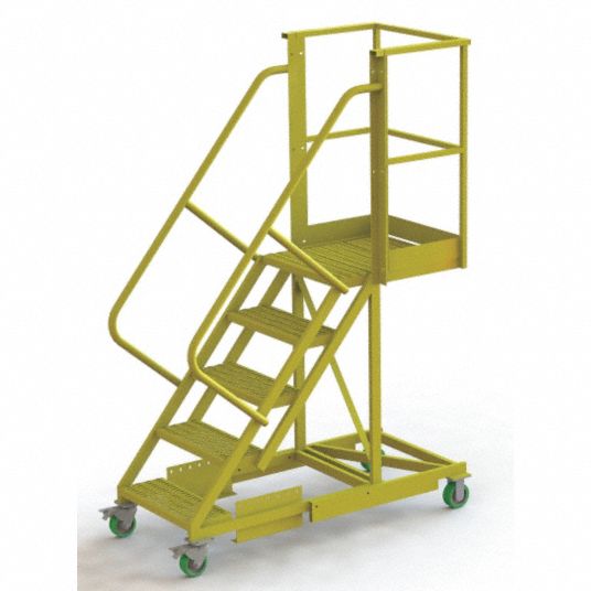 TRI-ARC Cantilever Rolling Ladder: 5 Steps, 50 in Platform Ht, 24 in ...