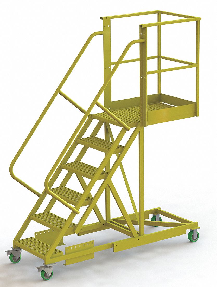 TRI-ARC Supported 6-Step Cantilever Rolling Ladder, Perforated Step ...