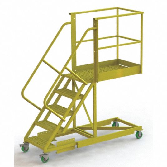 TRI-ARC Cantilever Rolling Ladder: 5 Steps, 50 in Platform Ht, 24 in ...