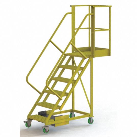 TRI-ARC Cantilever Rolling Ladder: 6 Steps, 60 in Platform Ht, 24 in ...