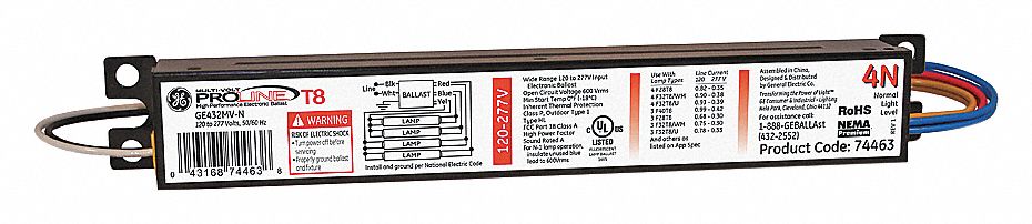 GE LIGHTING BALLAST T8 120-277V 74463 - Fluorescent Ballasts ...