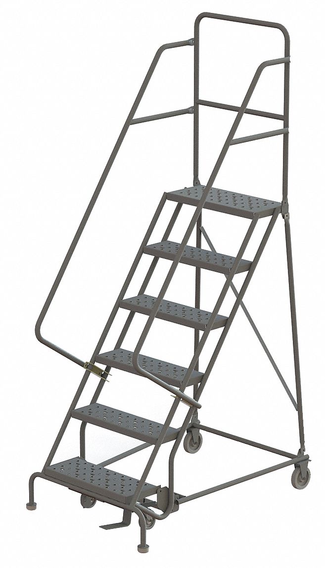 TRI-ARC 6-Step Rolling Ladder, Perforated Step Tread, 96 in Overall ...