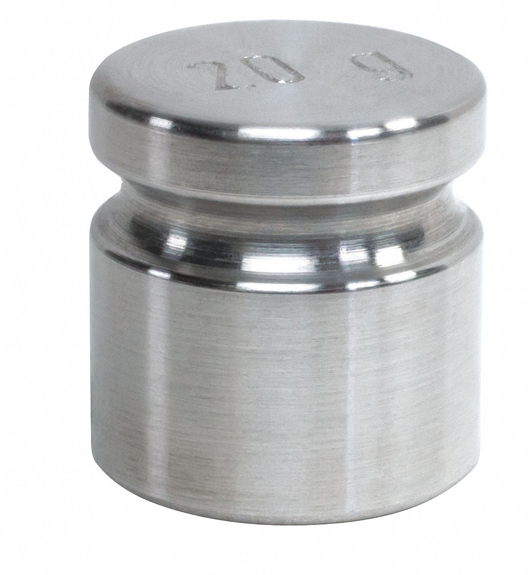 Calibration Weight: 20 g Nominal Mass, 5, Accredited, 303 Stainless Steel
