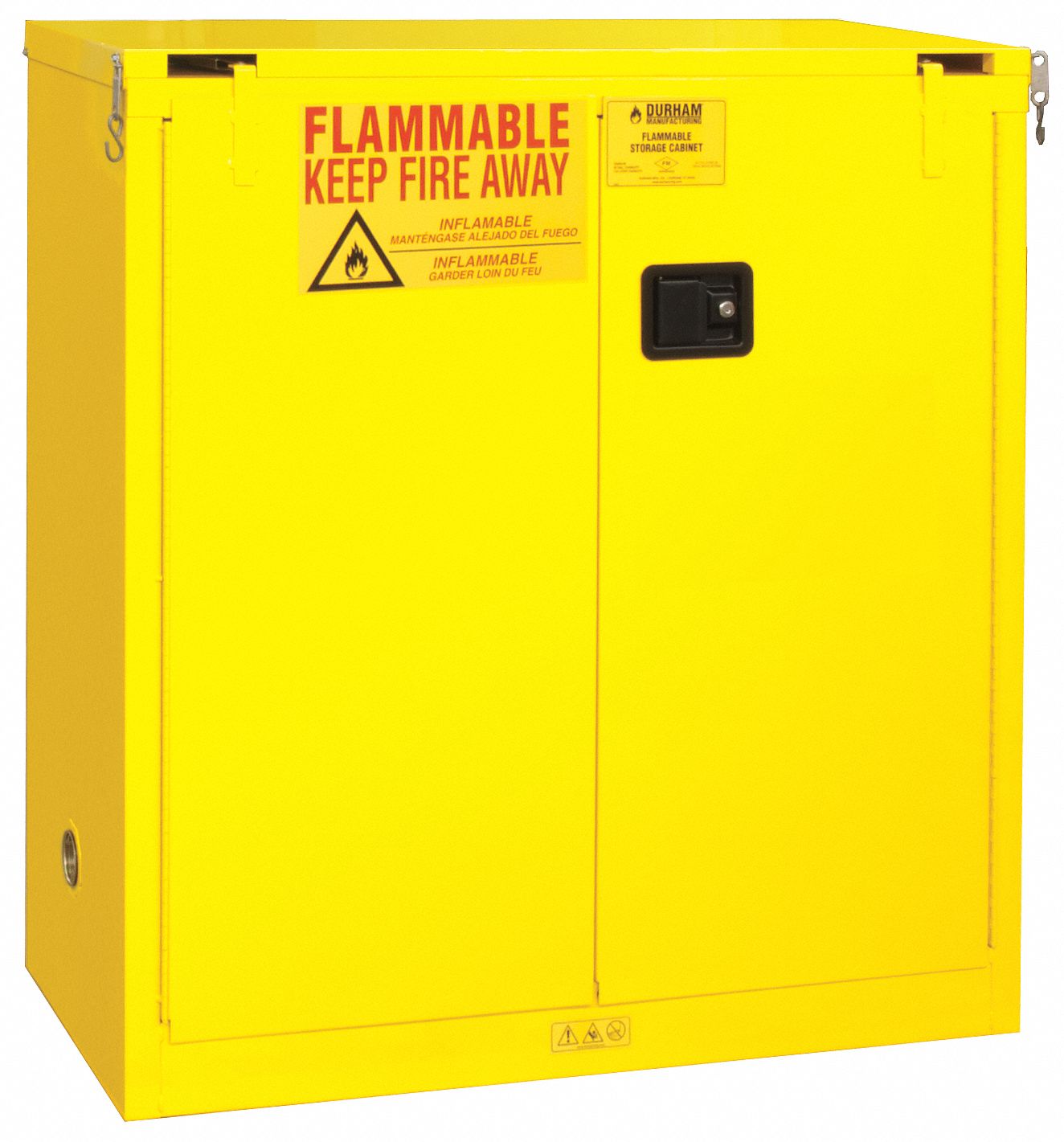 FLAMMABLES SAFETY CABINET, STANDARD, 30 GALLON, 43 X 18 X 44 IN, YELLOW, SELF CLOSE