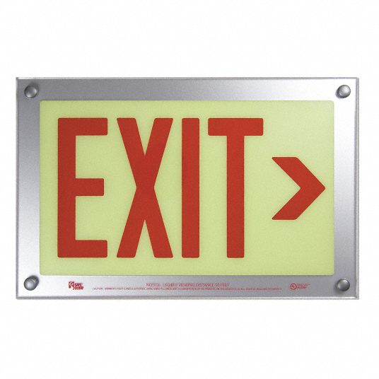 Aluminum, Plastic, Exit Sign, 14-15/32