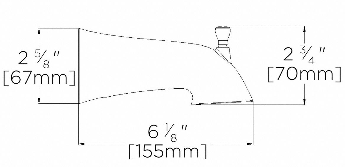 SPEAKMAN Diverter Tub Spout Speakman, 1/2 in Connection Size, Slip Fit Connection, 6 1/8 in