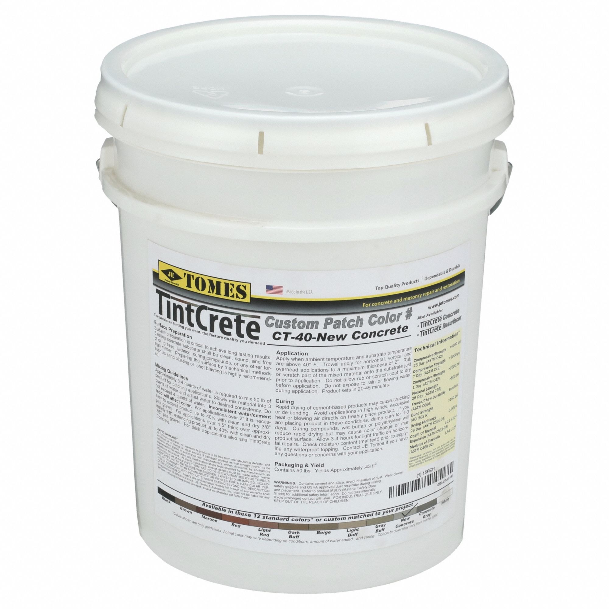 JE TOMES, TintCrete, Cement, Concrete Patch and Repair - 15F521|GRA ...