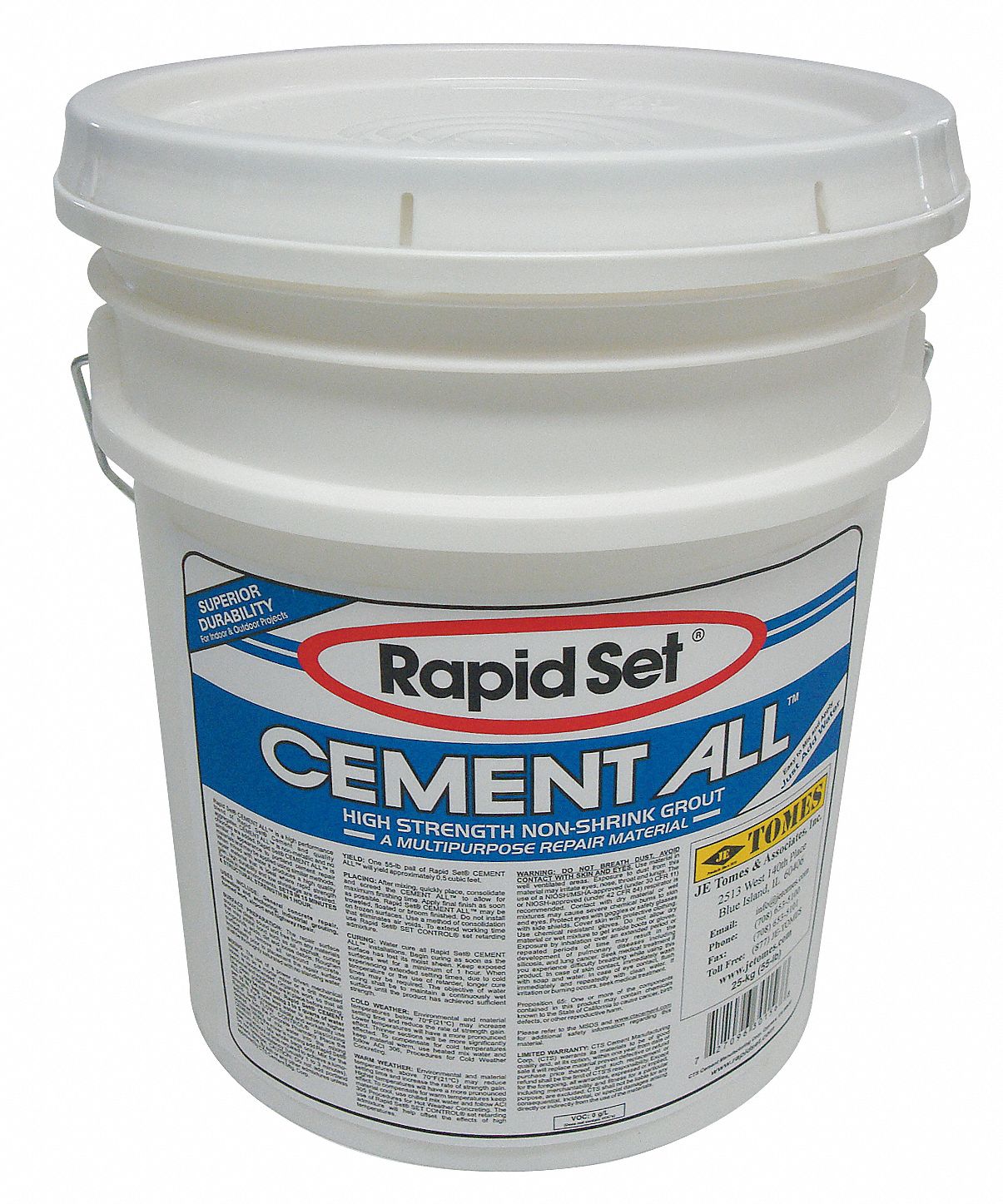 Concrete Repair Compound: Rapid Set, Cement, 55 lb Container Size, Pail, Gray