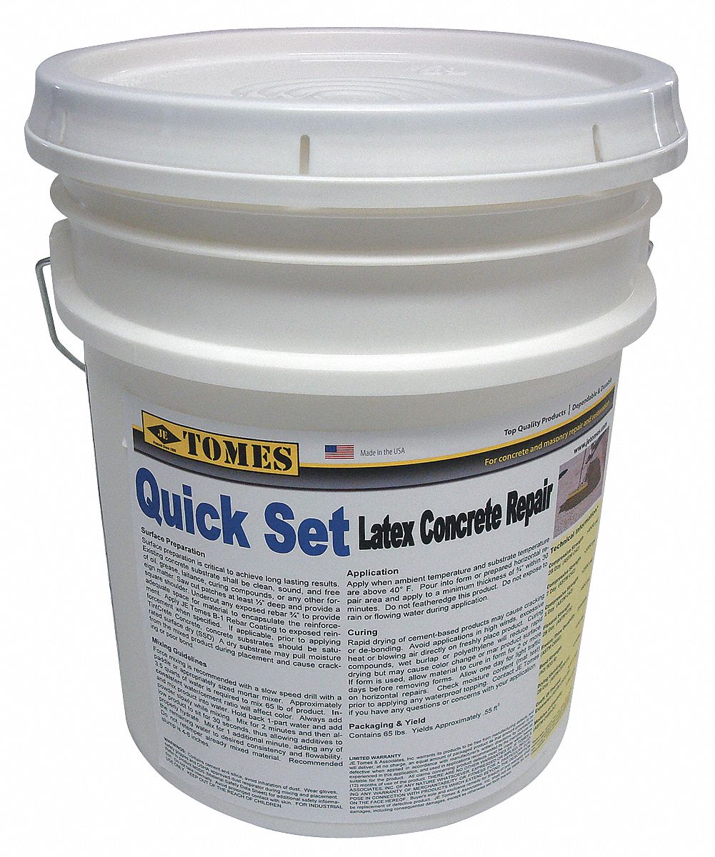 Concrete Repair Compound: Tomes, Cement, 50 lb Container Size, Pail, Gray