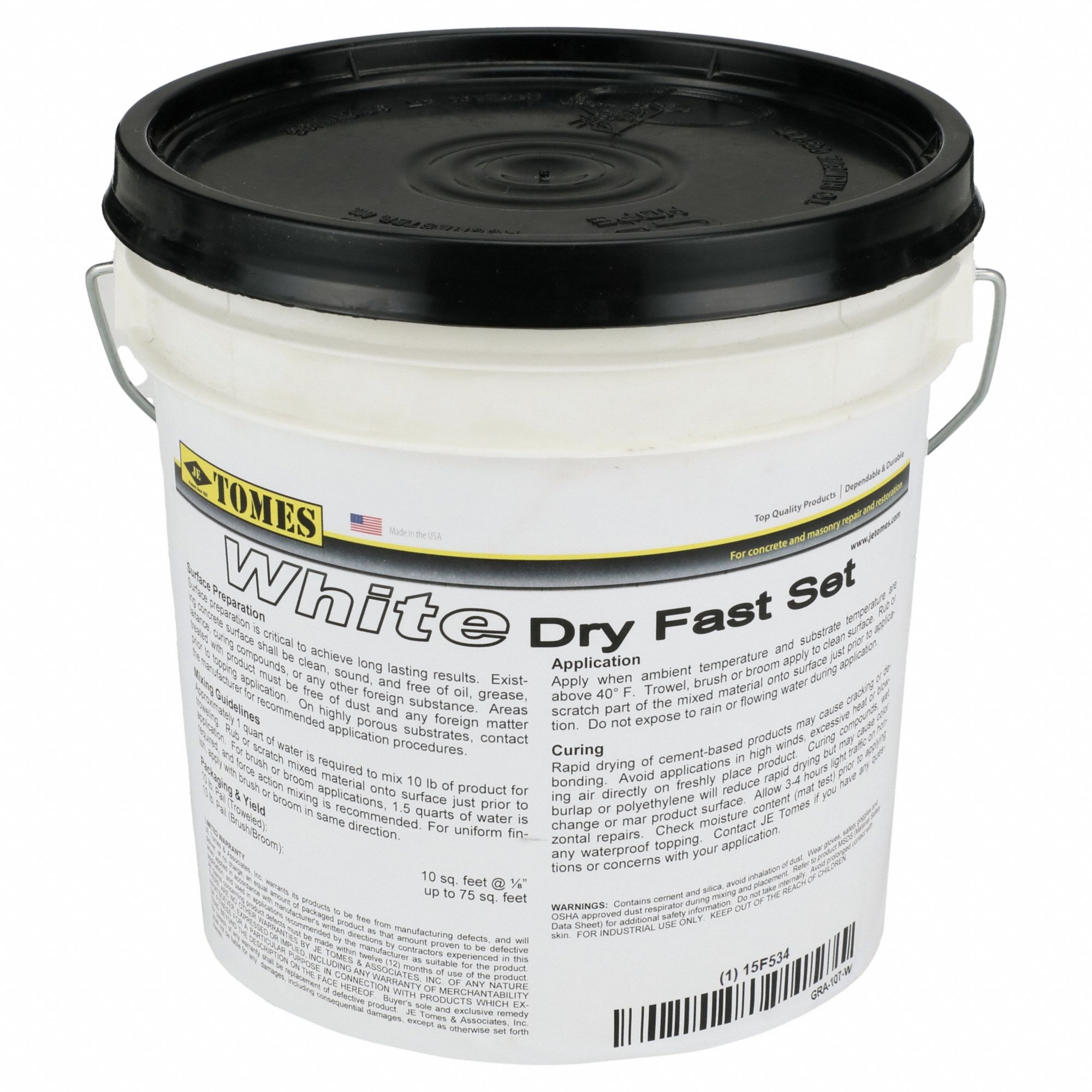 Concrete Repair Compound: Tomes, Cement, 10 lb Container Size, Pail, White