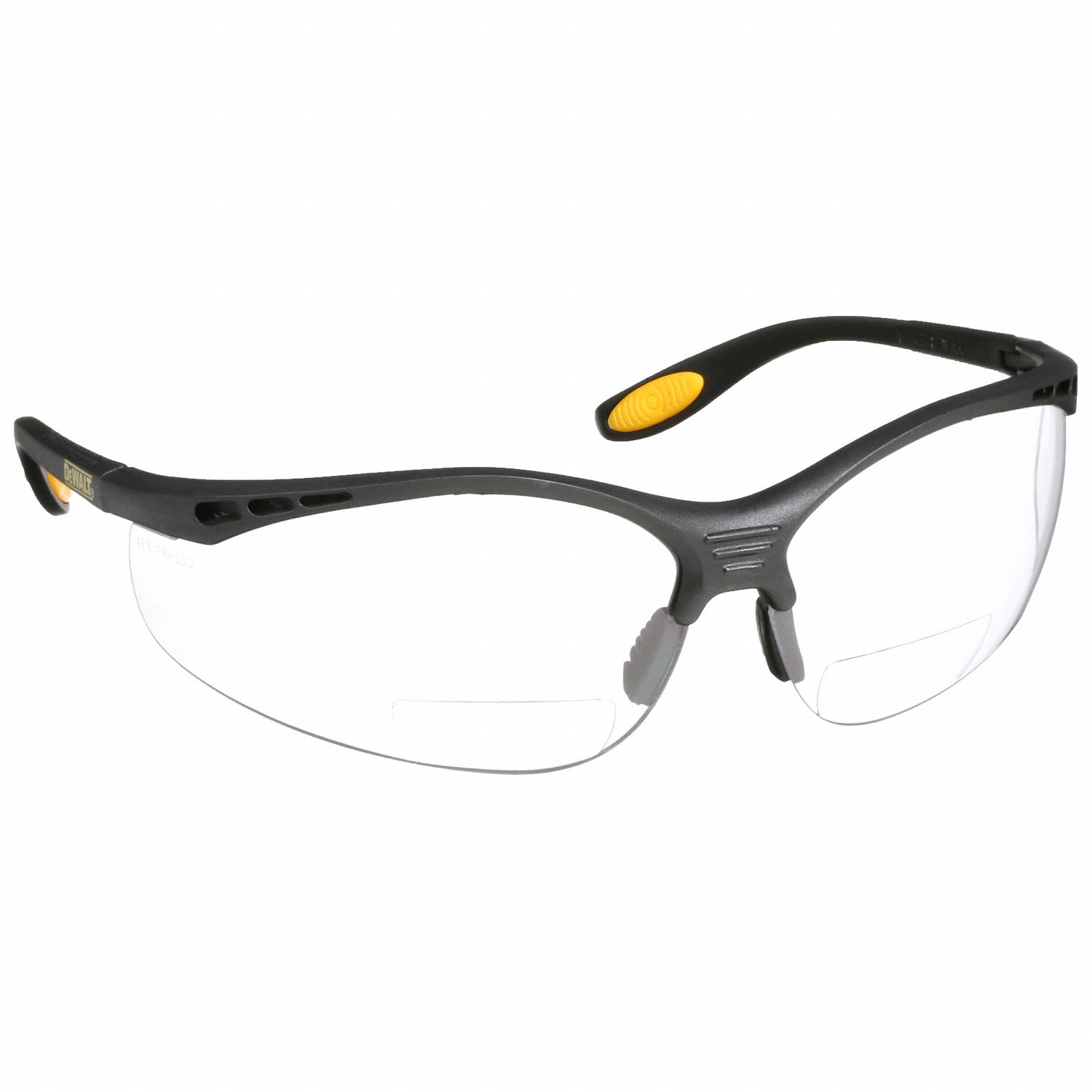 DEWALT, AntiScratch, No Foam Lining, Safety Reading Glasses 15F621