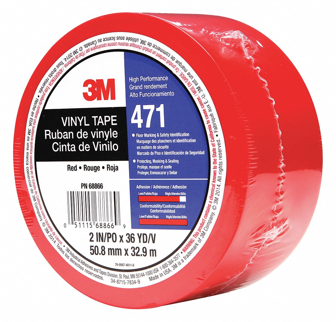 SCOTCH Safety Warning Tape, Solid, Continuous Roll, 2 in Width, 1 EA