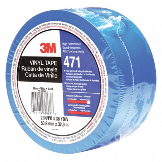 3M Vinyl Tape 471 Blue; Vinyl; 3in. X 36yd:Facility Safety and Maintenance