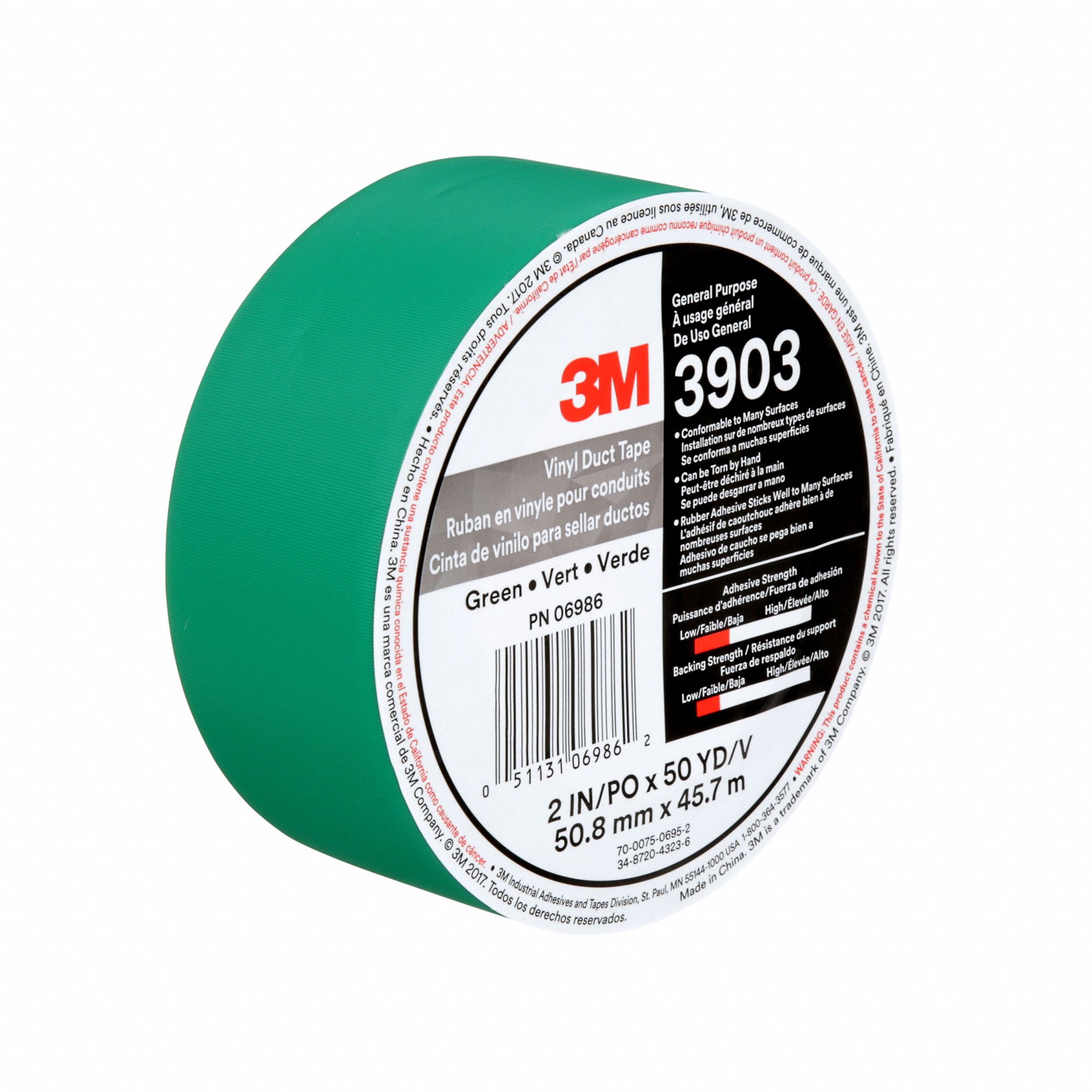 3M Duct Tape 3M, Series 3903, Light Duty, 2 in x 50 yd, Green