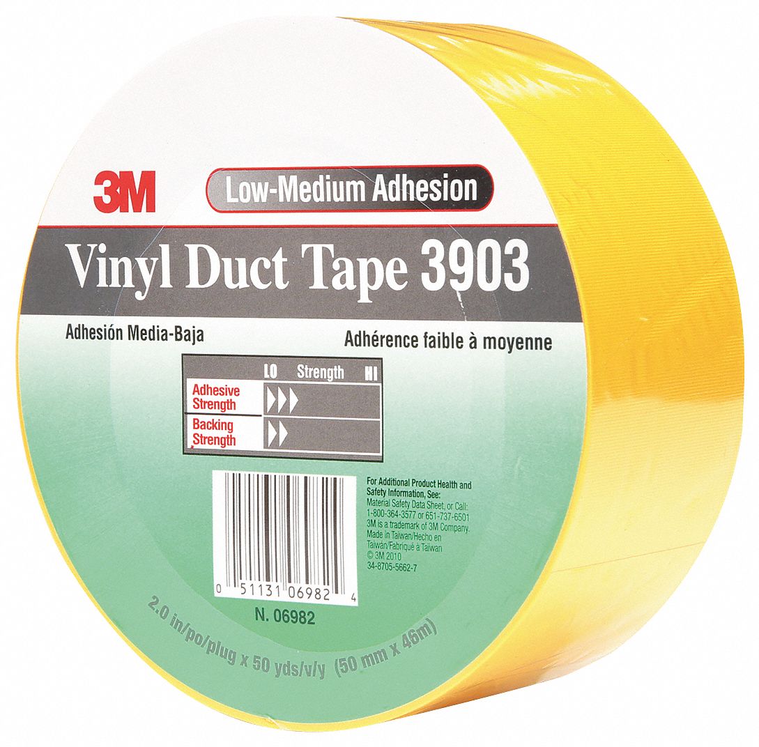 DUCT TAPE, 3903, LIGHT DUTY, 2 IN X 50 YARD, VINYL, YELLOW, 24 PK