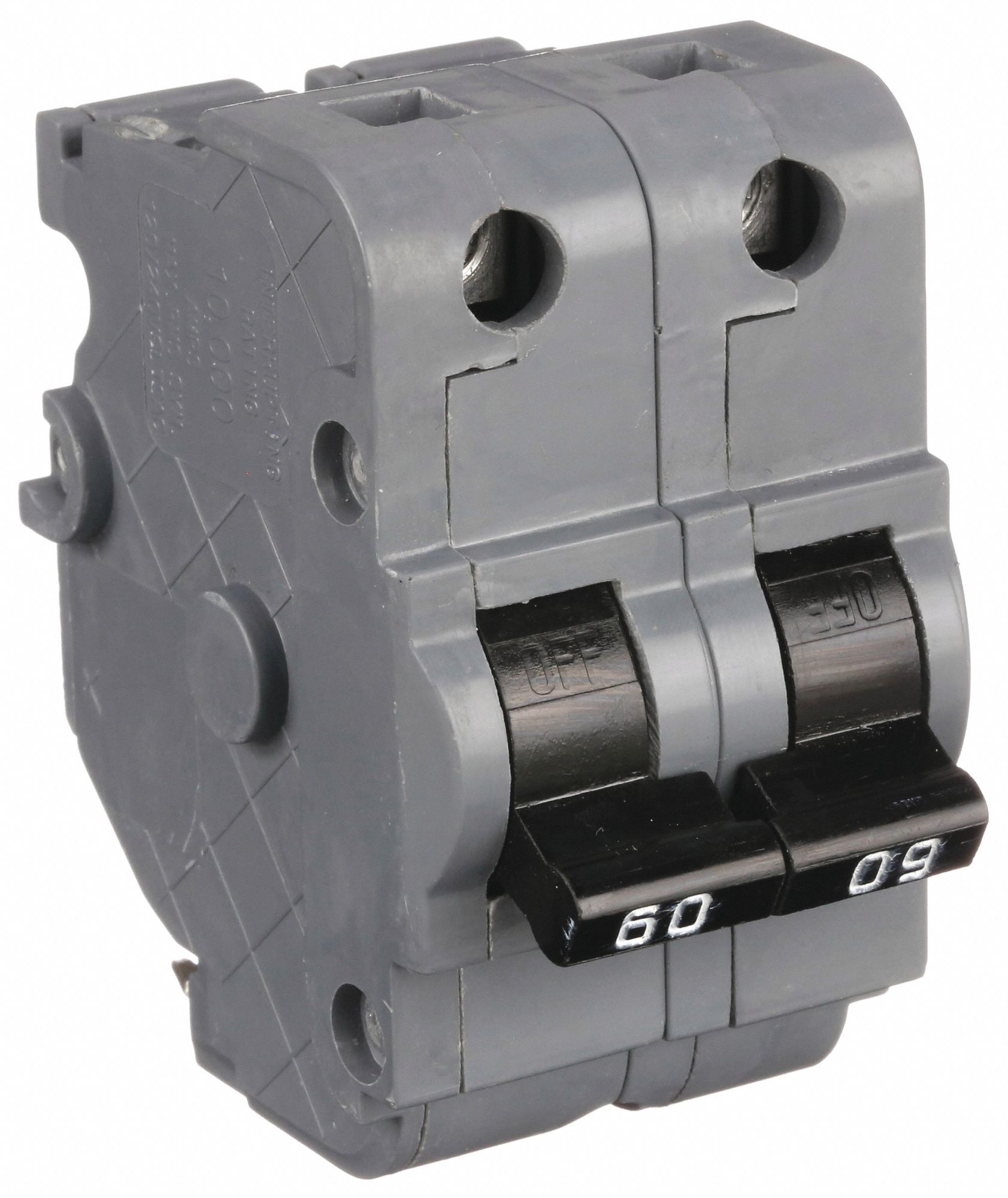 Miniature Circuit Breaker: 60 A Amps, 120/240V AC, 2 in Wd, 10kA at 120/240V AC, 2 Poles