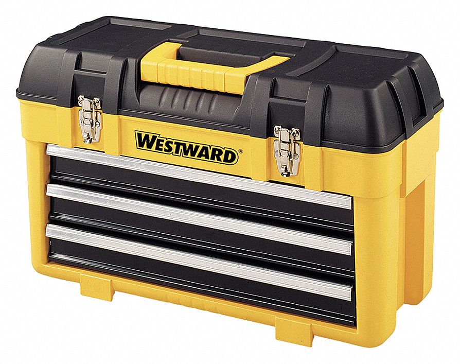 Edward Tools Portable Metal Tool Box with Drawers 20”- Keyed Center Lock for Security - Powder Coated Scratch Resistant Finish - Heavy Duty Chest