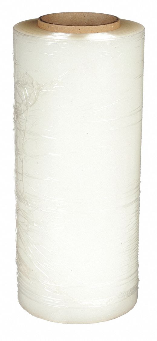 STRETCH WRAP, 90 GA, 18 IN OVERALL W, 1,500 FT OVERALL L, CLEAR, CAST STRETCH WRAP, 1-SIDE