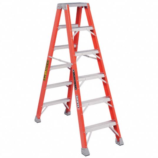 LOUISVILLE, 6 ft Ladder Ht, 5 Steps, Double Sided MRI Stepladder ...