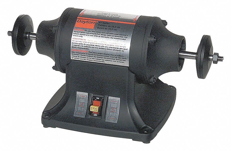 BENCH BUFFER, ½ HORSEPOWER, SINGLE SPEED, FOR 6 IN MAX WHEEL DIAMETER, 18 7/64 IN L