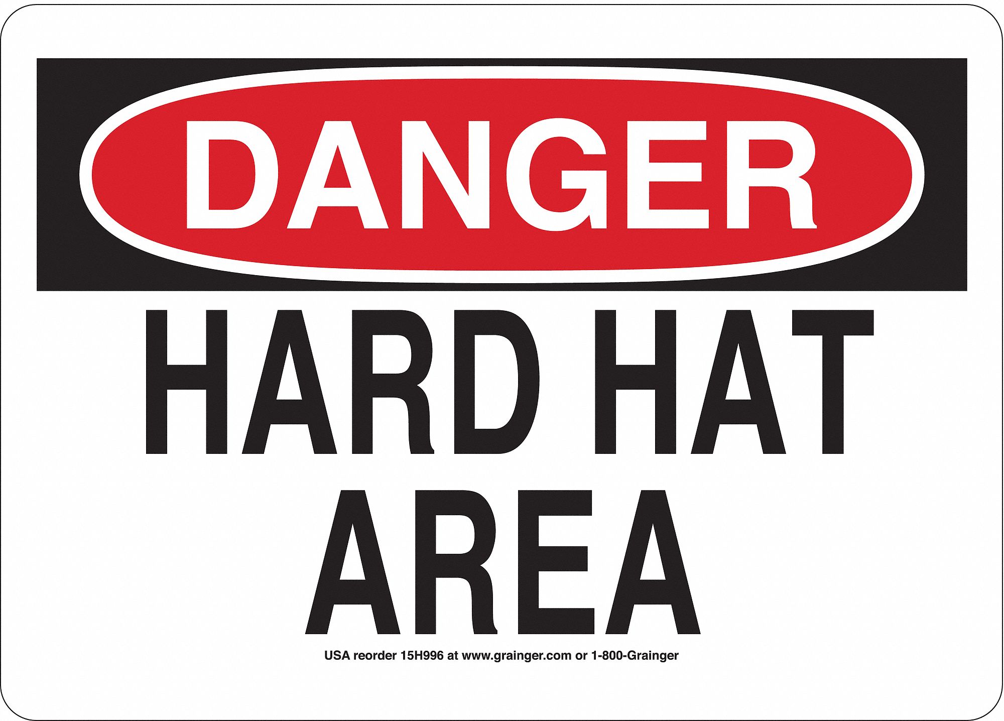 Sign, 10x14, Hard Hat Area, Plastic