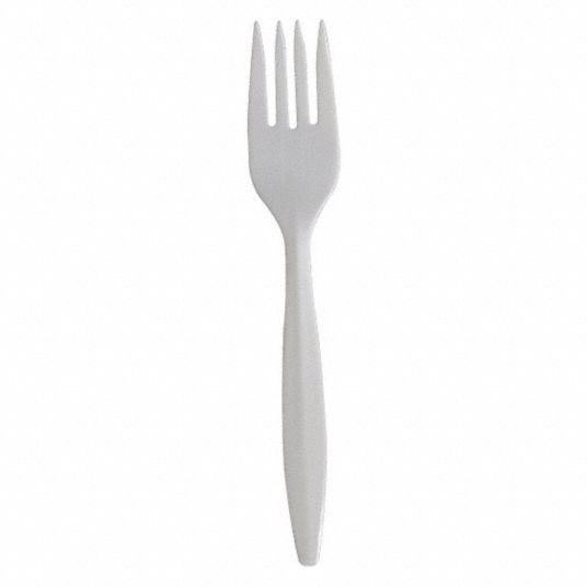 DIXIE Fork, White, Medium Weight, Plastic, Wrapped, PK 1000 - 15J153 ...