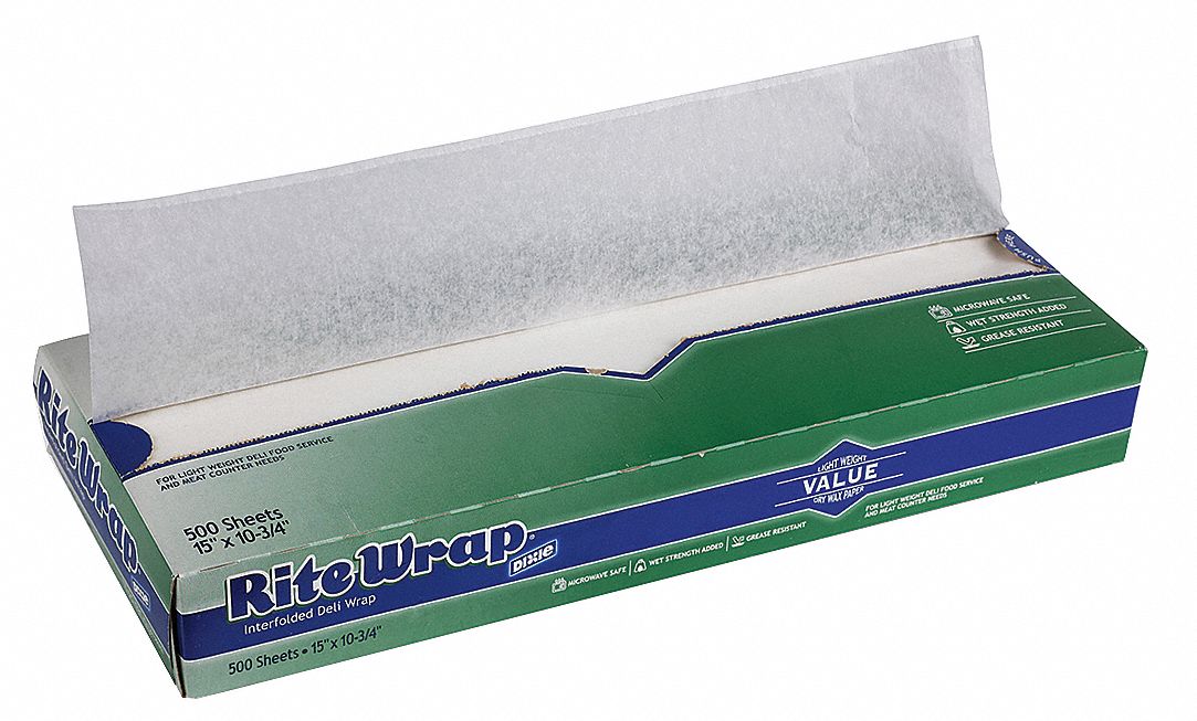 Dixie Waxed Paper with Wet Wax Food Wrap, 12 x 750 ft, White, 6