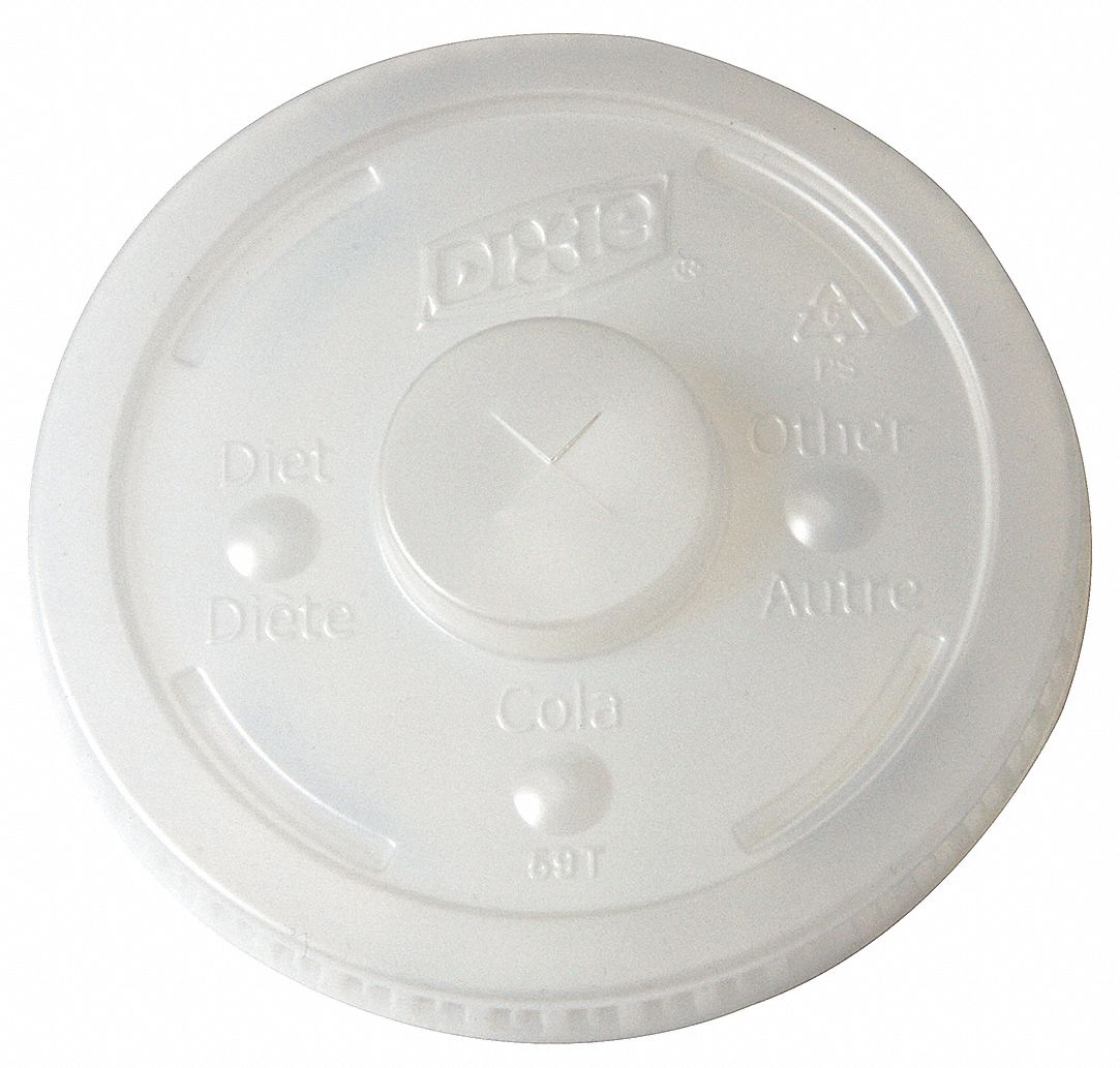 DIXIE 12 to 21 fl. oz. Plastic Flat, Identification Buttons, Straw Slot