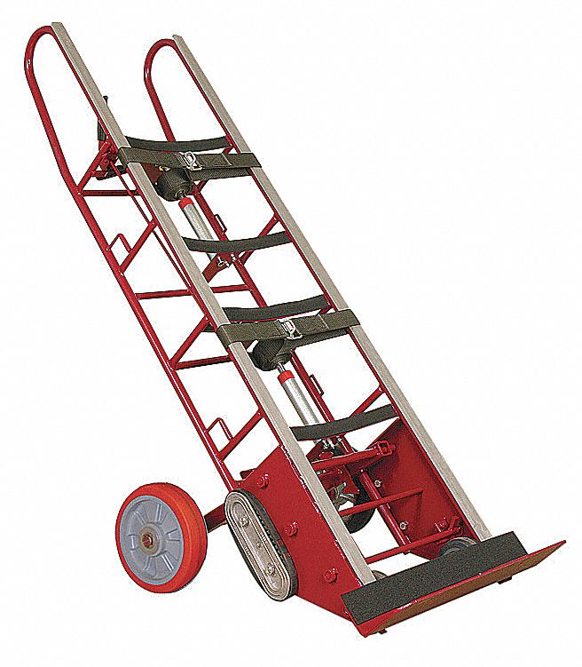 HAND TRUCK, RED, 17 IN D X 27 IN W X 72 IN H, 1,800 LB LOAD CAPACITY, 1,800 LB LOAD CAPACITY, DUAL LOOP HANDLE