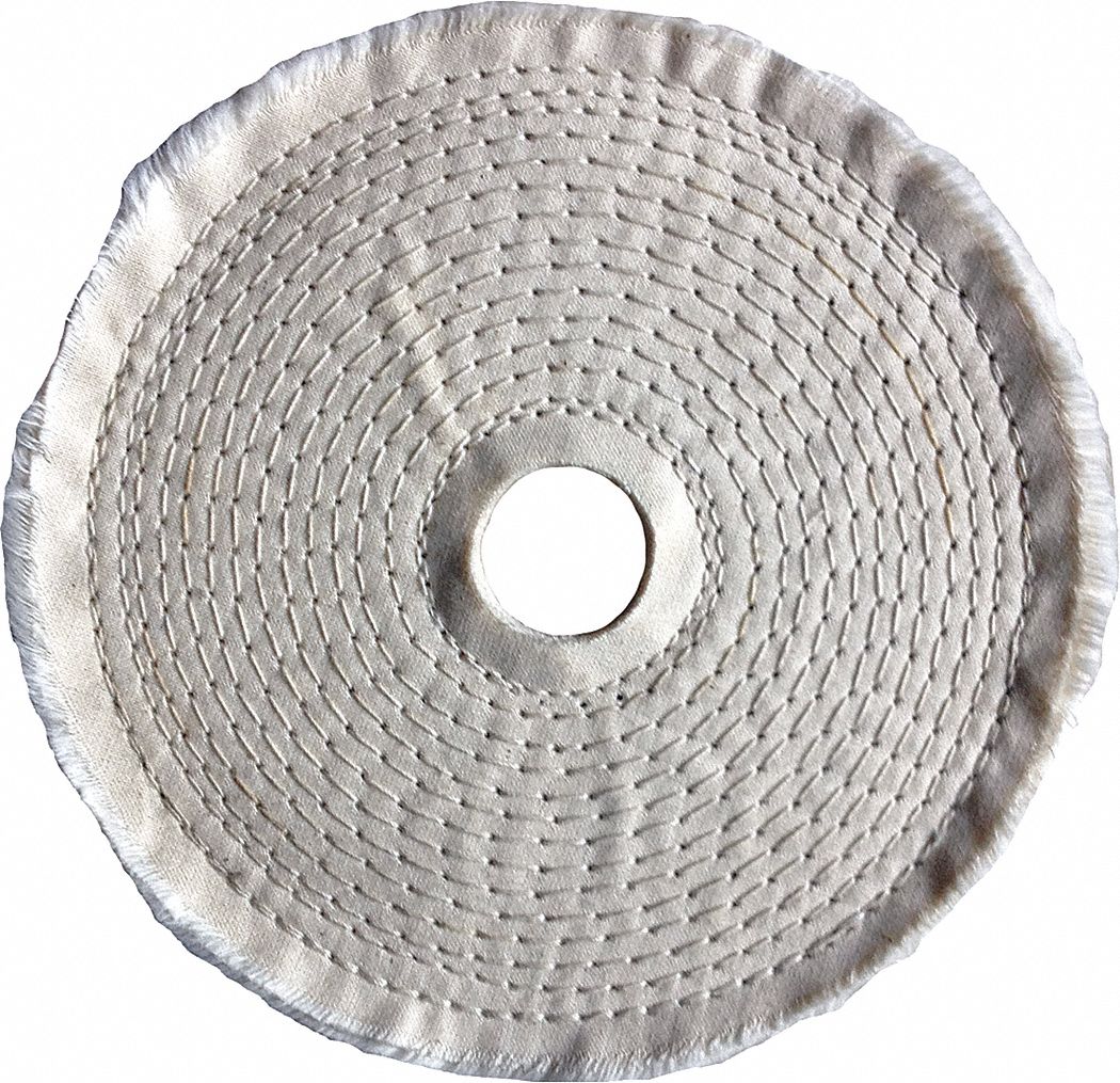 BUFFING WHEEL, COTTON, SPIRAL SEWN, 6 IN DIAMETER, ¼ IN THICK