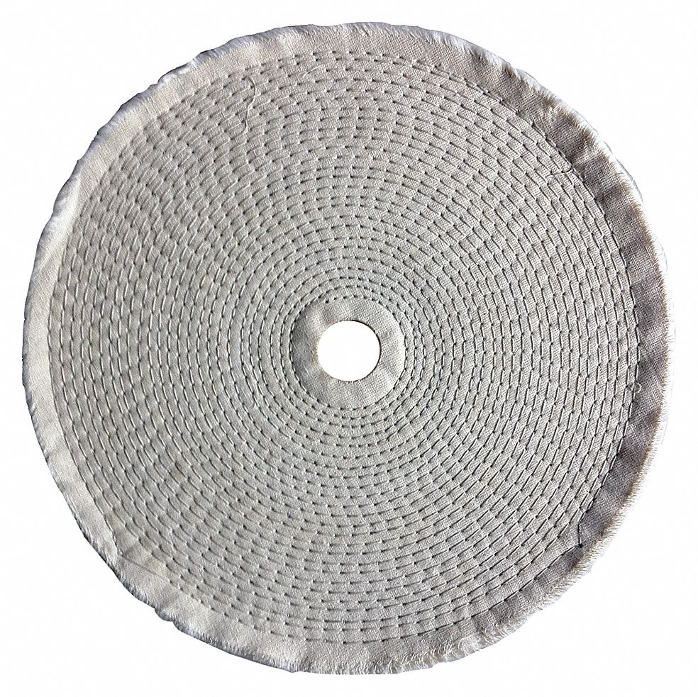 BUFFING WHEEL, COTTON, SPIRAL SEWN, 10 IN DIAMETER, ¼ IN THICK