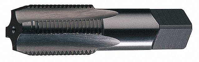 TARAUD FILETÉ P/TUYAU ET CONDUIT, FILETAGE 1/4 PO-18, FILETAGE 1 1/16 PO LONG, 4 CANNELURES, ACIER RAPIDE