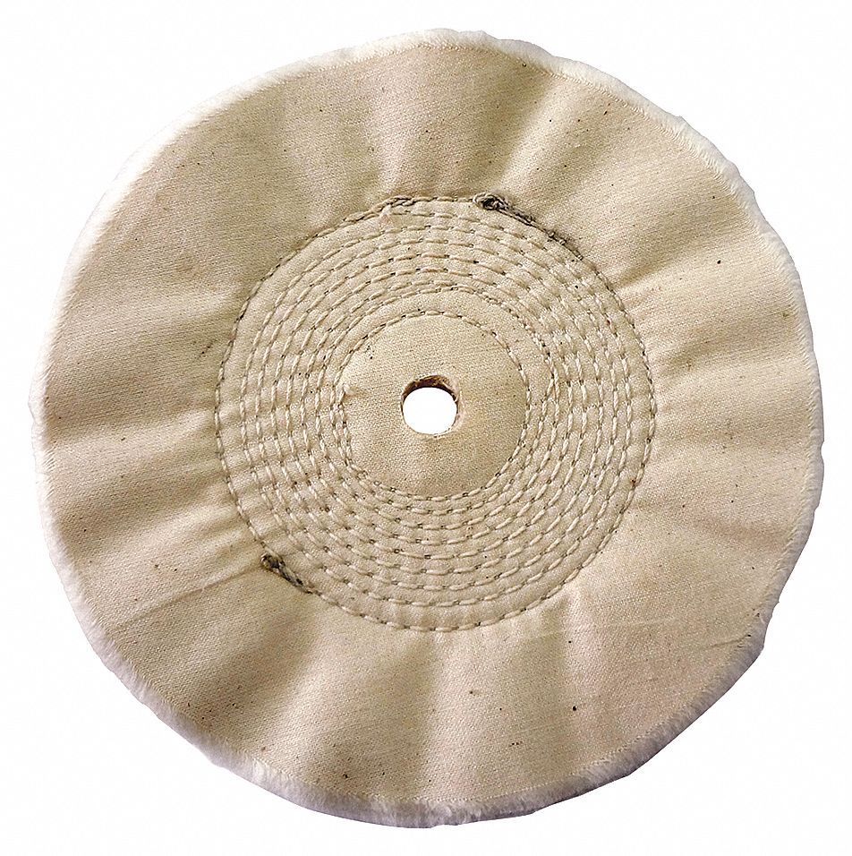 BUFFING WHEEL, COTTON, CENTRE SEWN, 6 IN DIAMETER, ¼ IN THICK